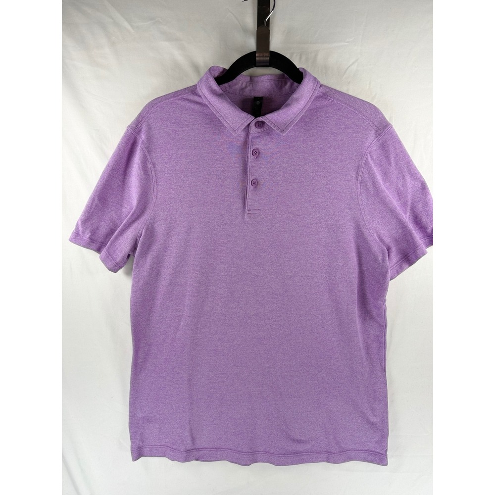 Lululemon Evolution Polo Shirt Mens Large Purple Heathered Short Sleeve LM3DZPS